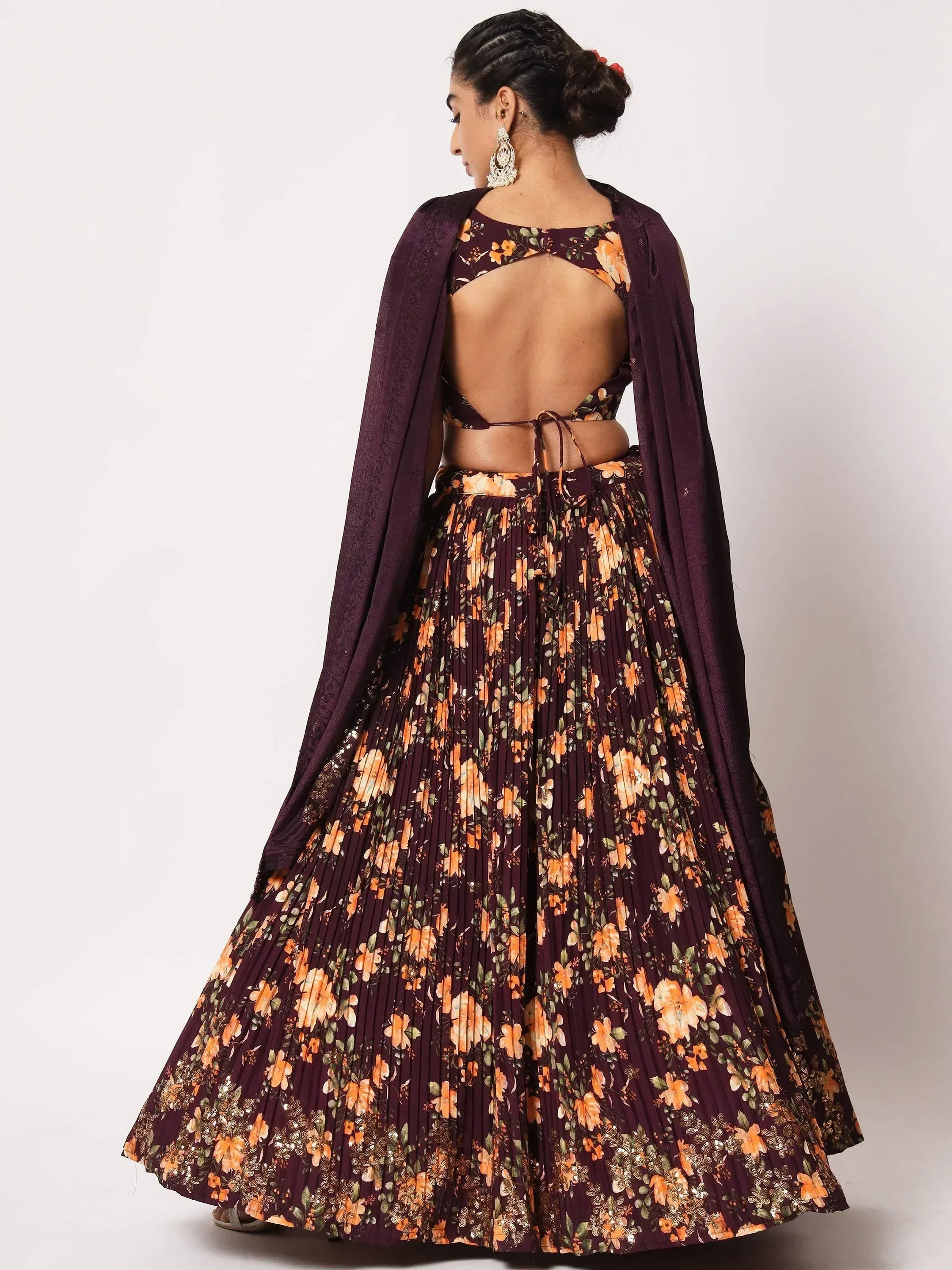 Fabulous Maroon Art Silk Floral Printed Party Lehenga Choli