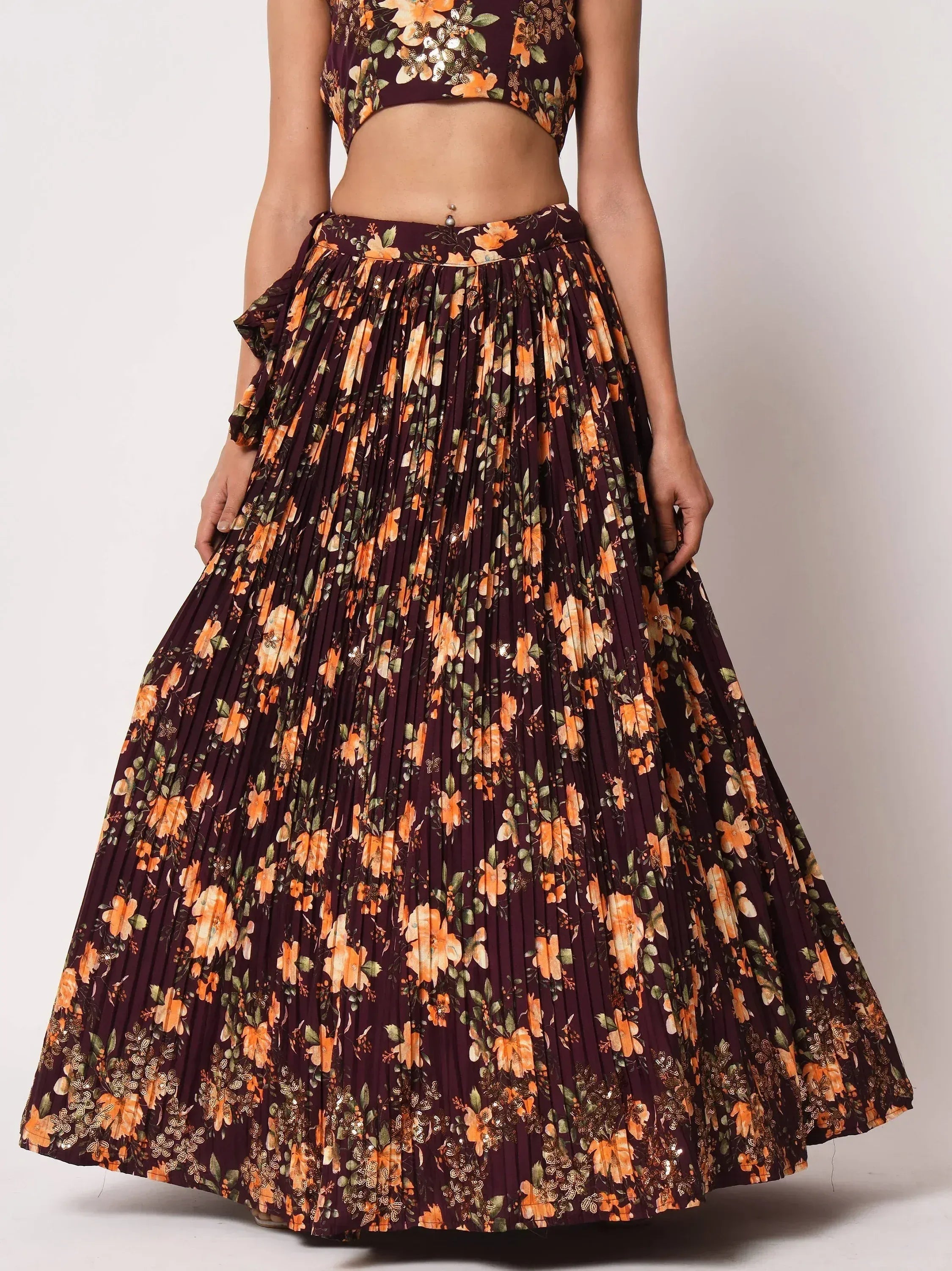 Fabulous Maroon Art Silk Floral Printed Party Lehenga Choli