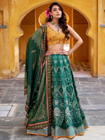 Wonderful Bottle Green Bead Work Silk Festival Wear Lehenga Choli