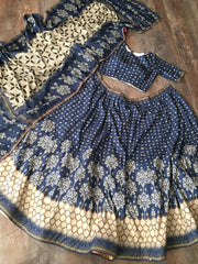 Wonderful Navy Blue Digital Printed Silk Festival Wear Lehenga Choli