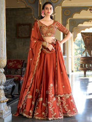 Orange Wedding Wear Lehenga Choli