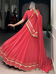 Amazing Red Badhani Printed Georgette Festival Wear Lehenga Choli