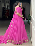 Outstanding Pink Badhani Printed Georgette Traditional Lehenga Choli
