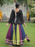 Glamorous Multi-Color Kutchi Work Navratri Lehenga With Pelpum Top