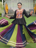 Glamorous Multi-Color Kutchi Work Navratri Lehenga With Pelpum Top