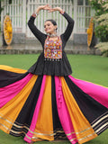 Gorgeous Multi-Color Rayon Kutchi Work Lehenga With Peplum Top