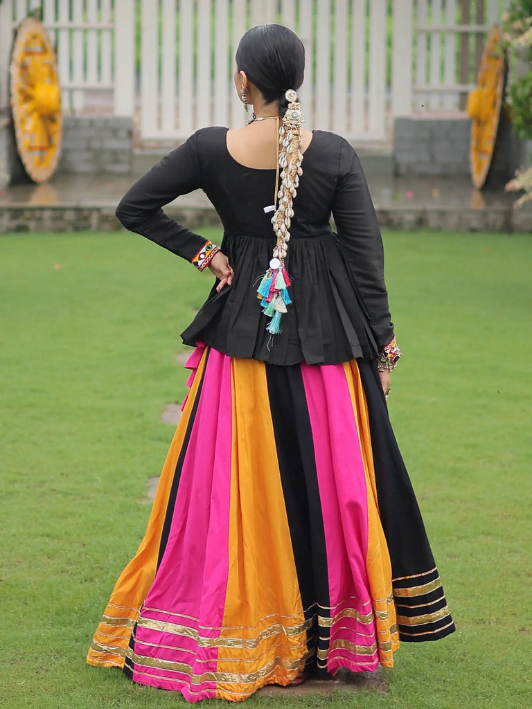 Gorgeous Multi-Color Rayon Kutchi Work Lehenga With Peplum Top