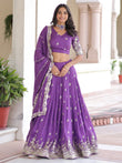 Elegant Purple Zari Embroidered Silk Festive Wear Lehenga Choli