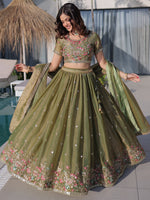Amazeballs Green Embroidered Silk Mehendi Wear Lehenga With Blouse