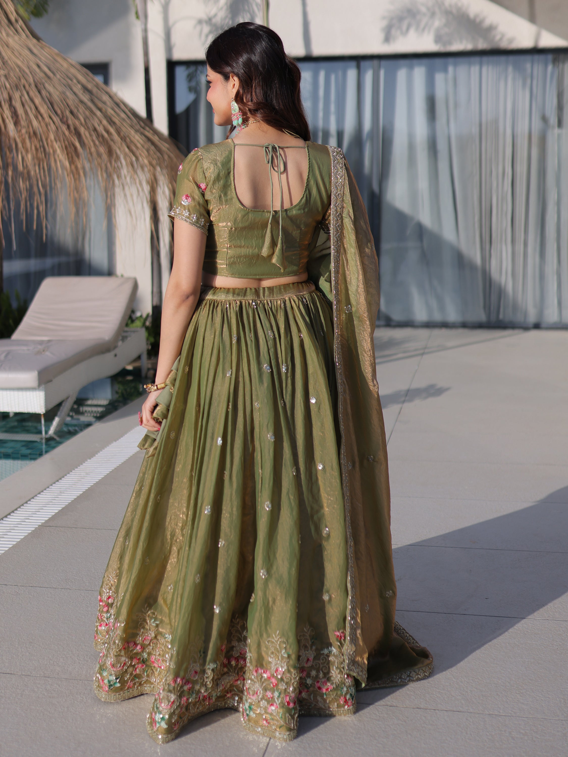 Amazeballs Green Embroidered Silk Mehendi Wear Lehenga With Blouse