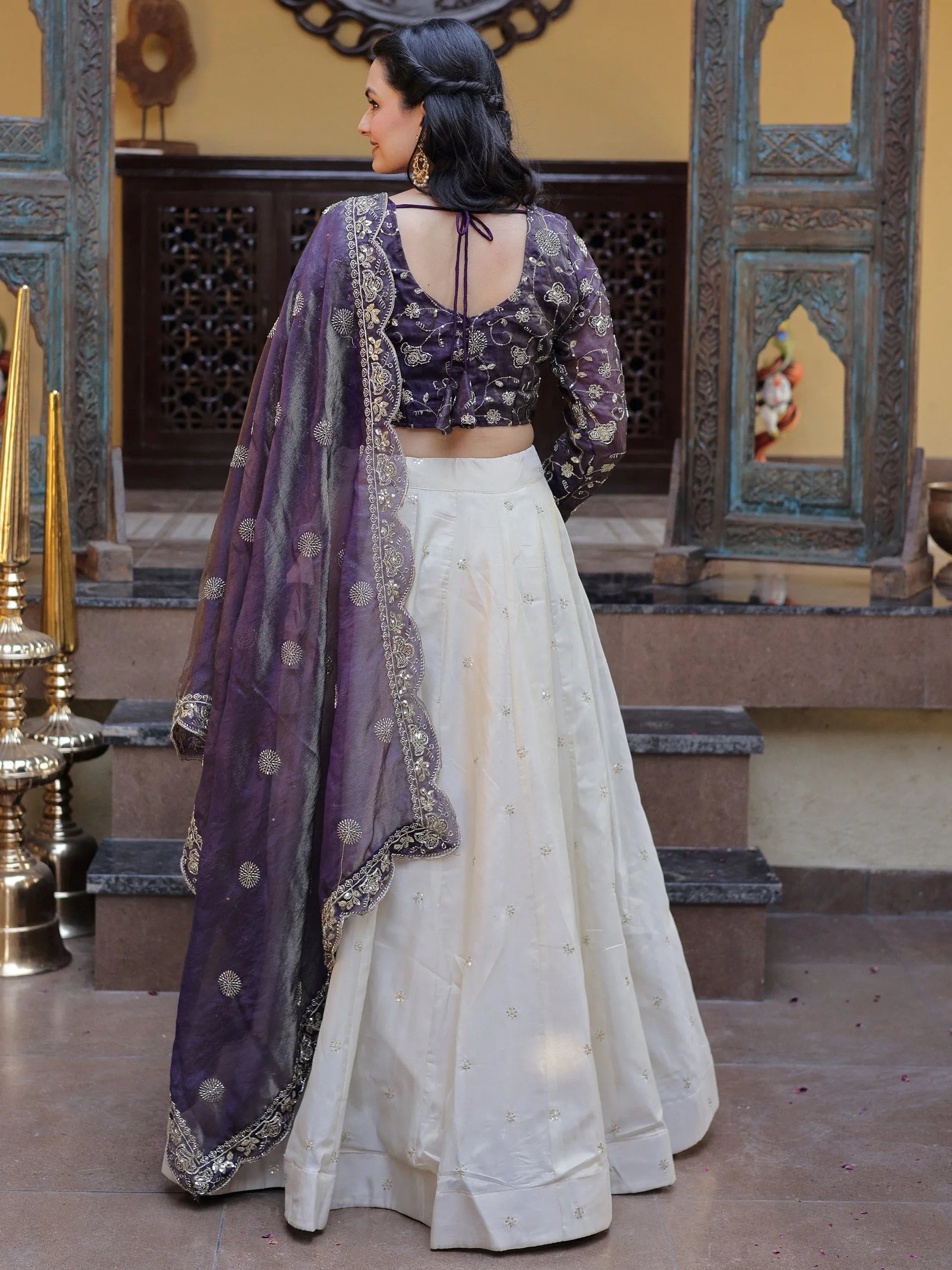 Gorgeous Purple Sequins Silk Sangeet Wear Lehenga Choli With Dupatta