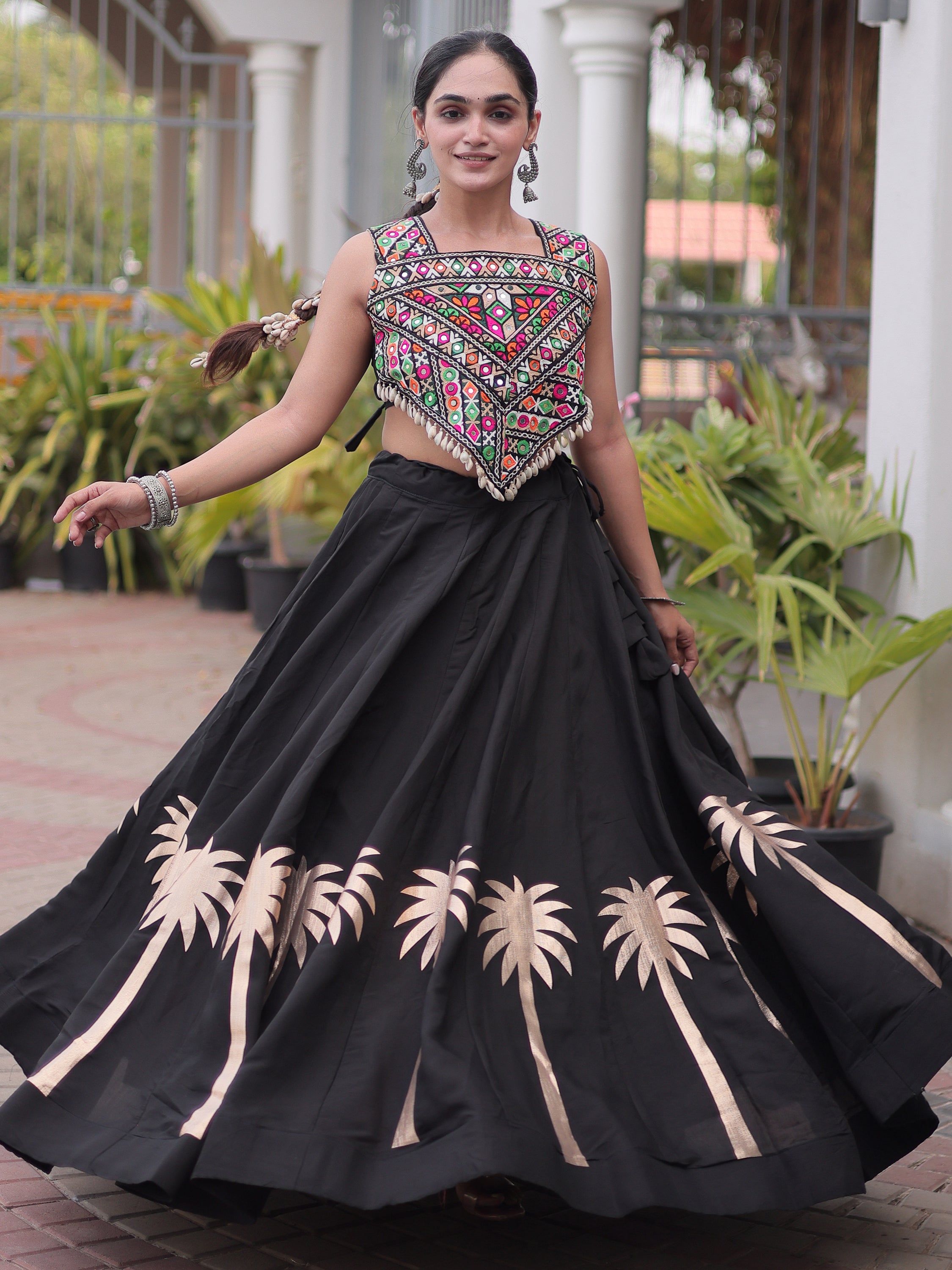 Gorgeous Black Gota Work Silk Navratri Wear Lehenga Choli
