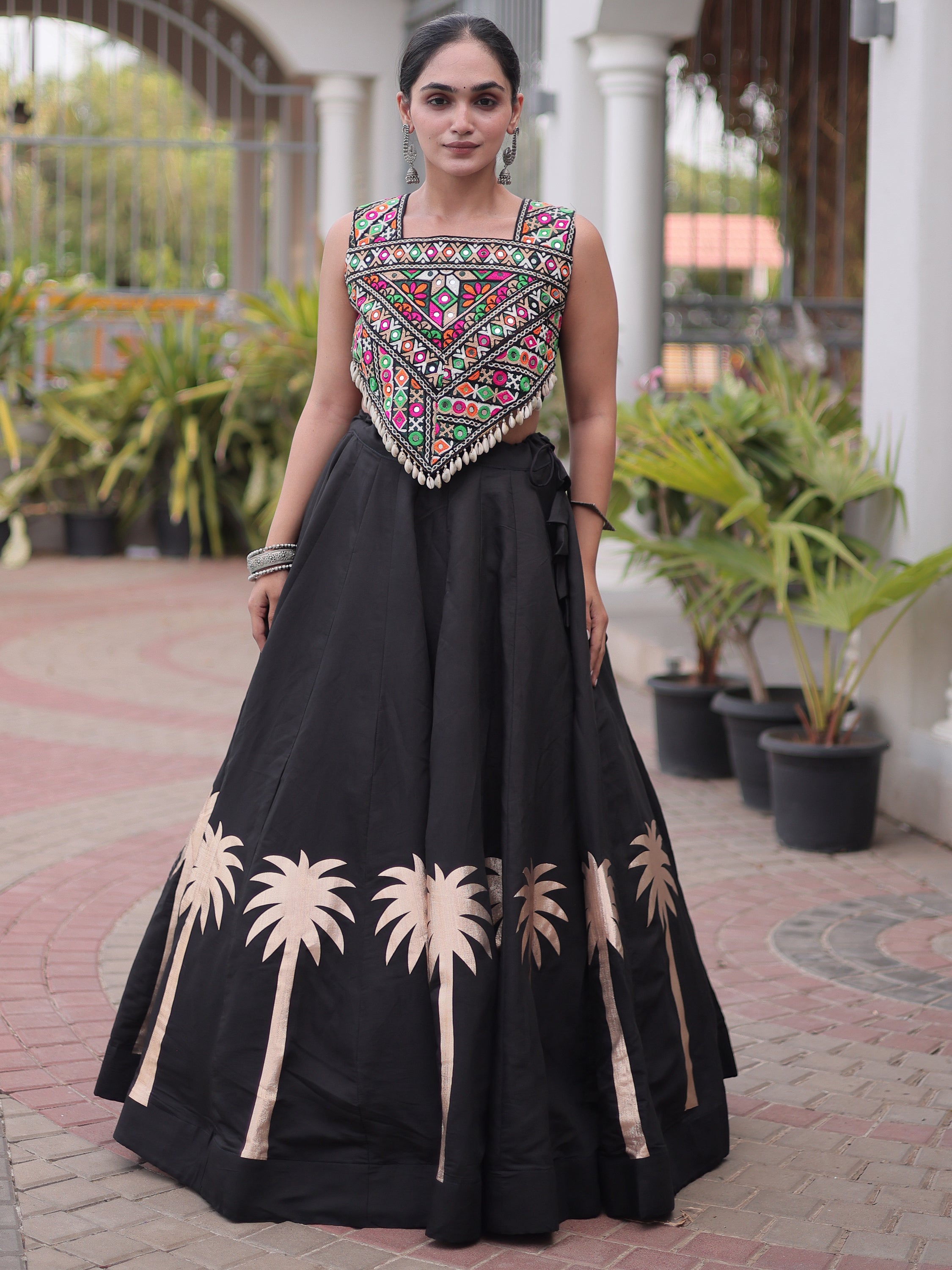 Gorgeous Black Gota Work Silk Navratri Wear Lehenga Choli