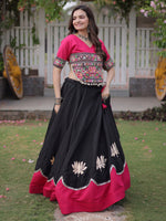 Impressive Black Gota Work Silk Navratri Wear Lehenga With Blouse