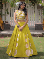 Enchanting Olive Green Gota Work Silk Navratri Wear Lehenga Choli