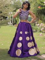 Magnetic Purple Gota Work Silk Navratri Special Lehenga Choli