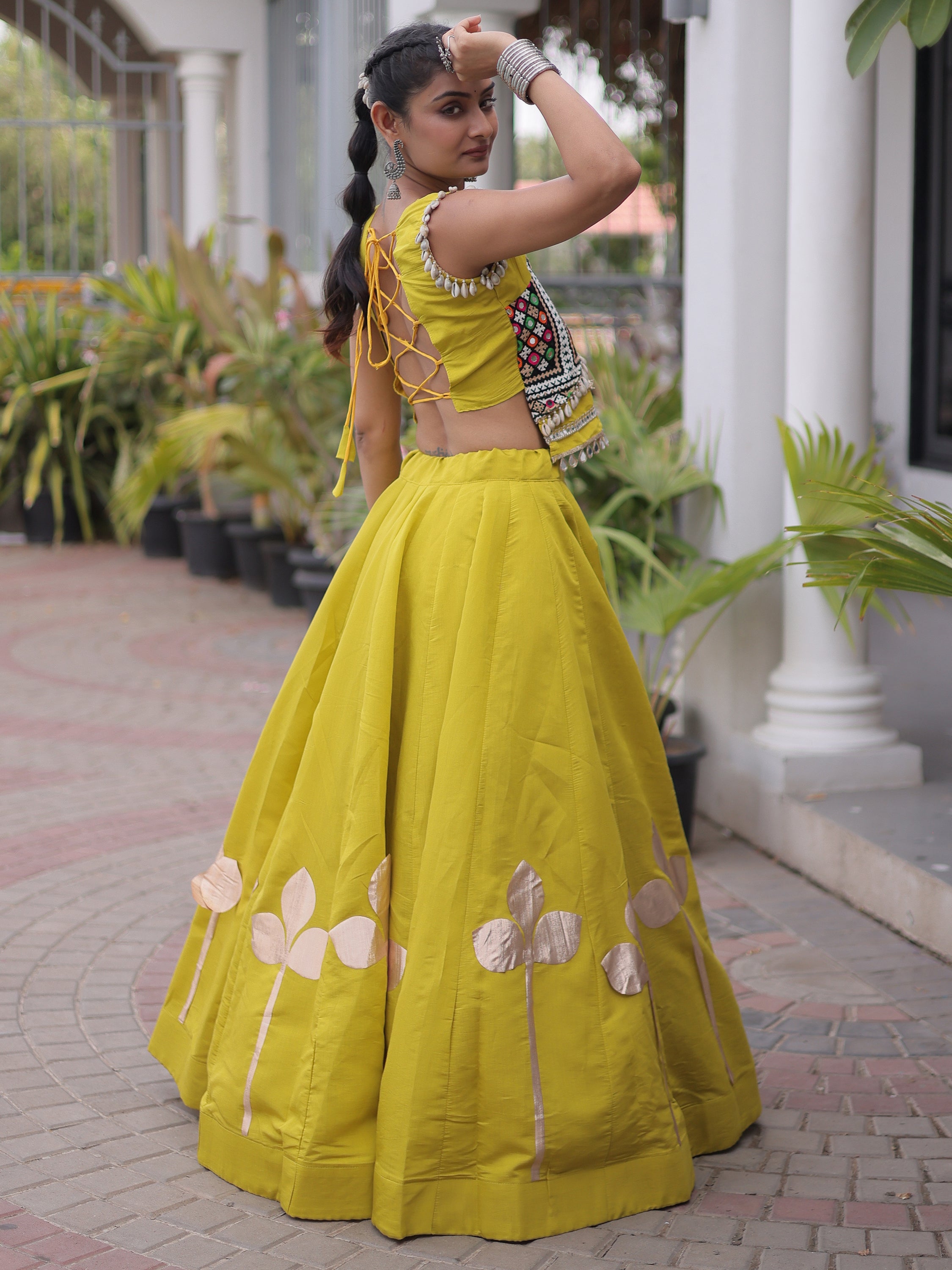 Gorgeous Green Embroidered Silk Navratri Wear Lehenga Choli