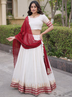 Captivating Maroon Zari Weaving Cotton Wedding Wear Half Saree Lehenga