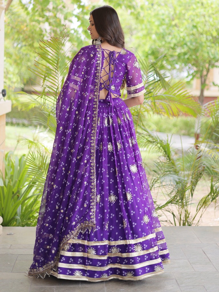 Glorious Purple Zari Work Georgette Navratri Special Lehenga Choli