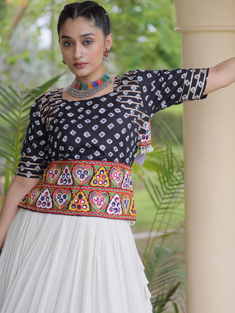 Wonderful Black Gota Laced Cotton Navratri Special Lehenga Choli