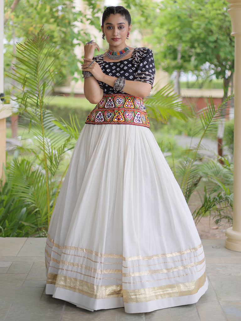 Wonderful Black Gota Laced Cotton Navratri Special Lehenga Choli