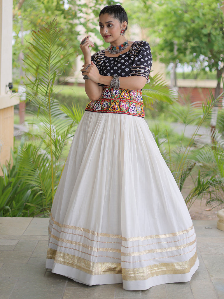 Wonderful Black Gota Laced Cotton Navratri Special Lehenga Choli