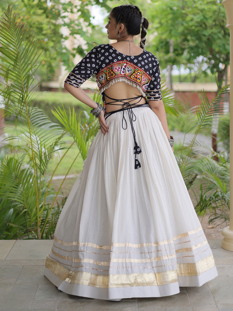 Wonderful Black Gota Laced Cotton Navratri Special Lehenga Choli