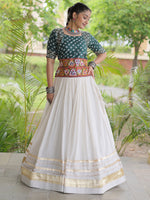 Classy Green Cotton Gota Laced Navratri Special Lehenga Choli