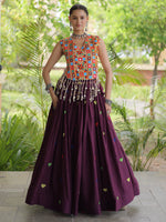 Fantastic Wine Mirror Work Cotton Navratri Special Lehenga Choli