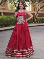 Phenomenal Maroon Rayon Laced Navratri Special Lehenga Choli