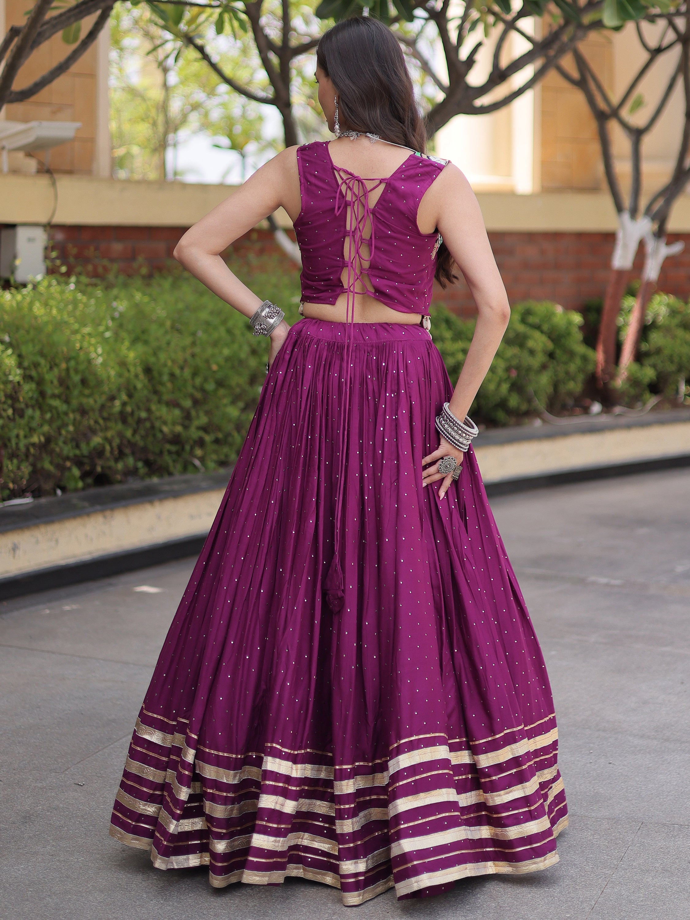 Enchanting Wine Navratri Special Lehenga With Gamthi Work Choli