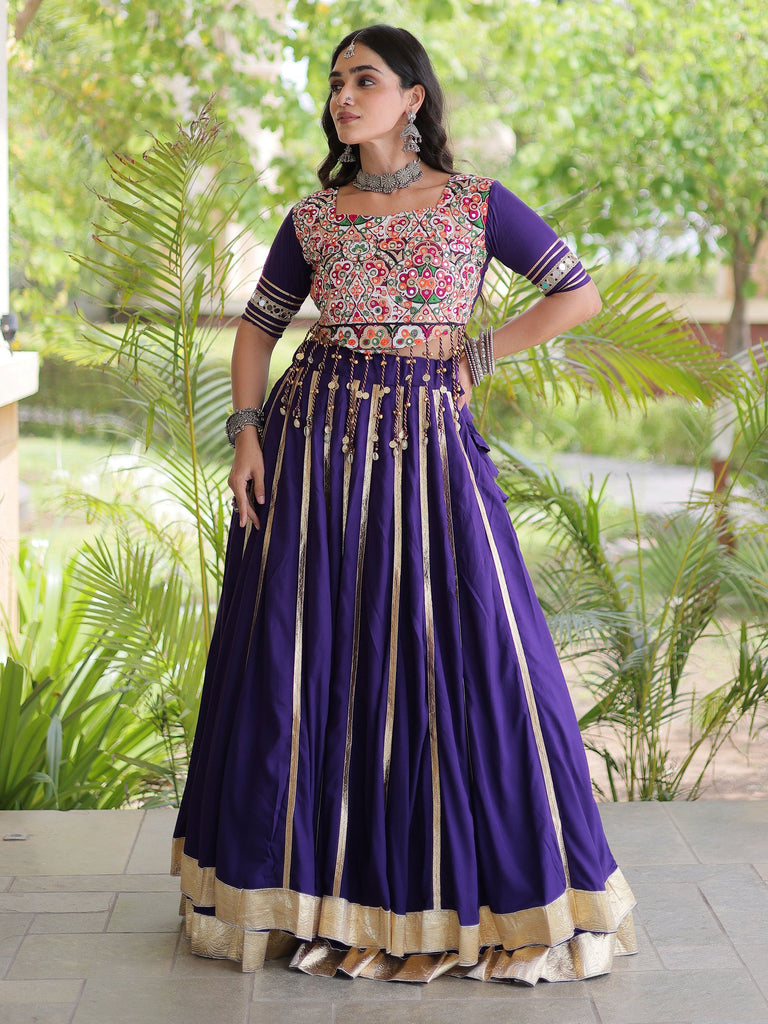 Fantastic Purple Gota Laced Rayon Navratri Special Lehenga Choli