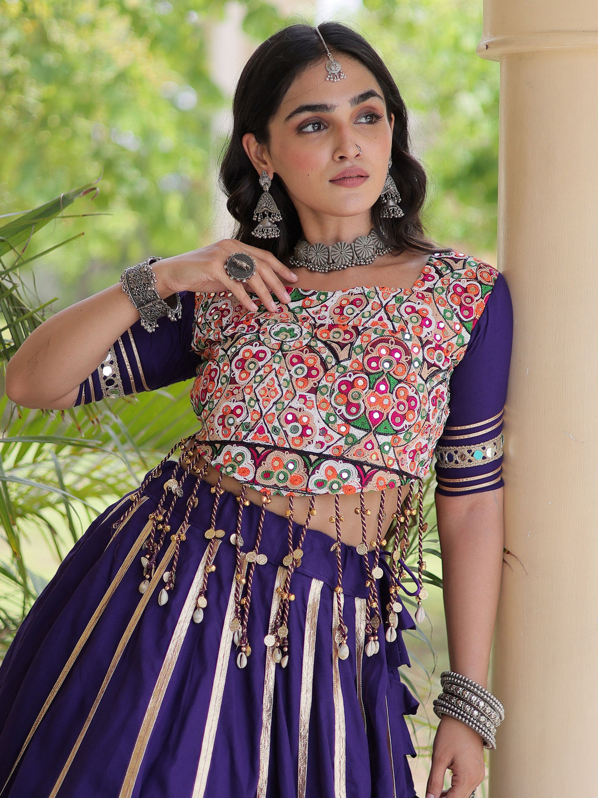 Fantastic Purple Gota Laced Rayon Navratri Special Lehenga Choli