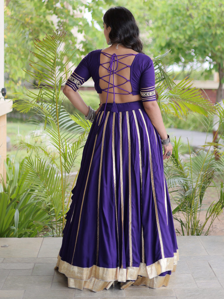Fantastic Purple Gota Laced Rayon Navratri Special Lehenga Choli