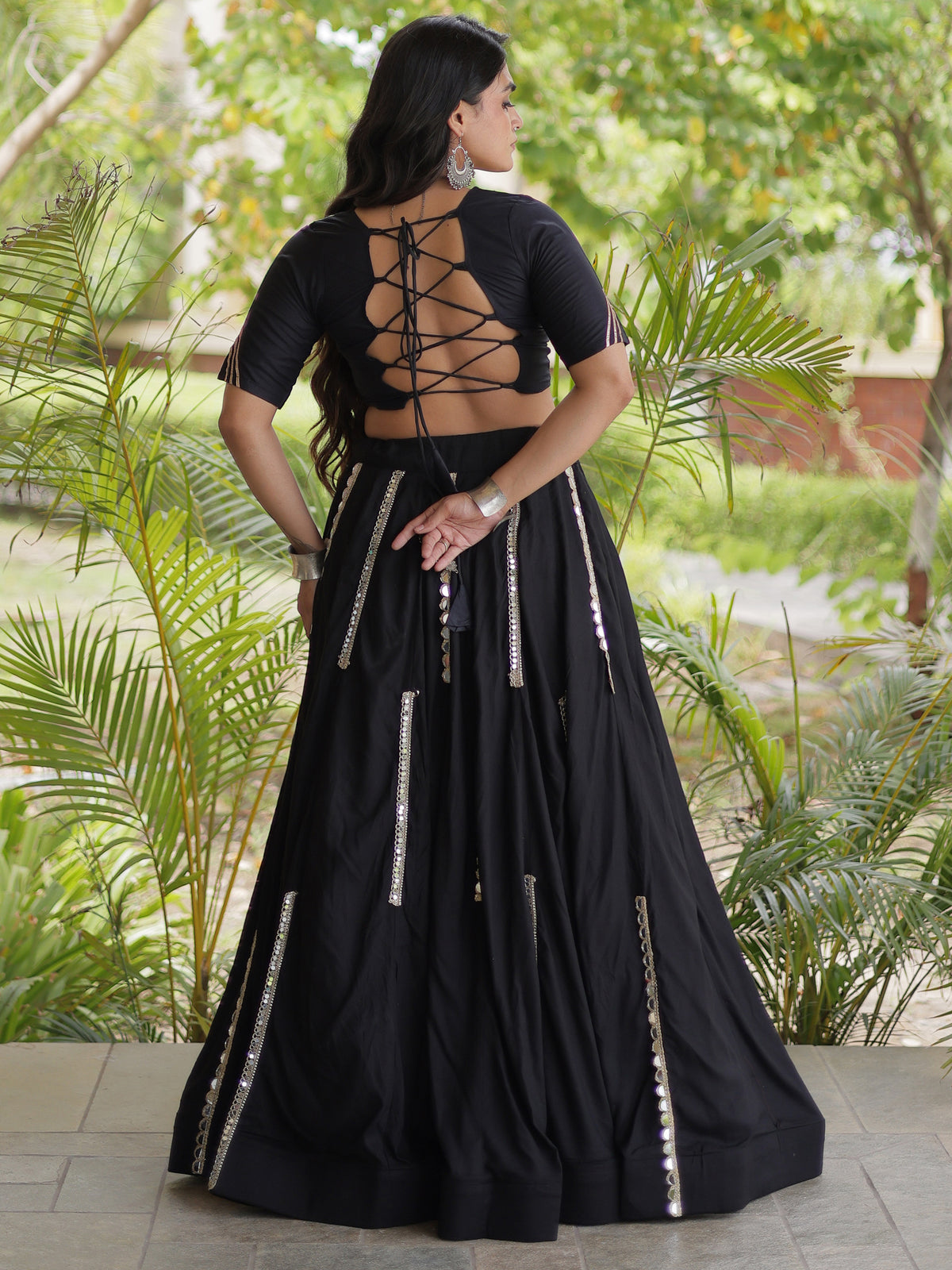 Exceptional Black Multi Thread Work Rayon Navratri Wear Lehenga Choli