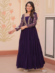Gorgeous Purple Georgette Sequins Traditional Anarkali Gown