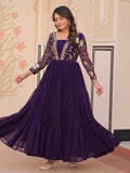 Gorgeous Purple Georgette Sequins Traditional Anarkali Gown