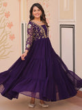Gorgeous Purple Georgette Sequins Traditional Anarkali Gown