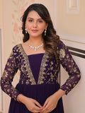 Gorgeous Purple Georgette Sequins Traditional Anarkali Gown