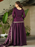 Gorgeous Wine Beads Embroidered Reception Wear Sharara Suit