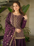 Gorgeous Wine Beads Embroidered Reception Wear Sharara Suit