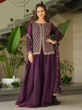 Gorgeous Wine Beads Embroidered Reception Wear Sharara Suit
