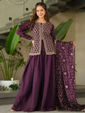 Gorgeous Wine Beads Embroidered Reception Wear Sharara Suit