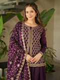 Gorgeous Wine Beads Embroidered Reception Wear Sharara Suit