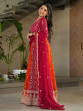 Adorable  Pink Georgette Sequins Embroidered Gown With Dupatta