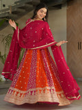 Adorable  Pink Georgette Sequins Embroidered Gown With Dupatta
