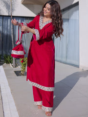 Impressive Pink Zari Embroidered Velvet Festival Wear Salwar Kameez