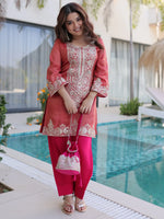 Mesmerizing Red Coding Work Viscose Marriage Wear Salwar Kameez