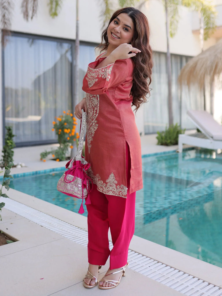 Mesmerizing Red Coding Work Viscose Marriage Wear Salwar Kameez