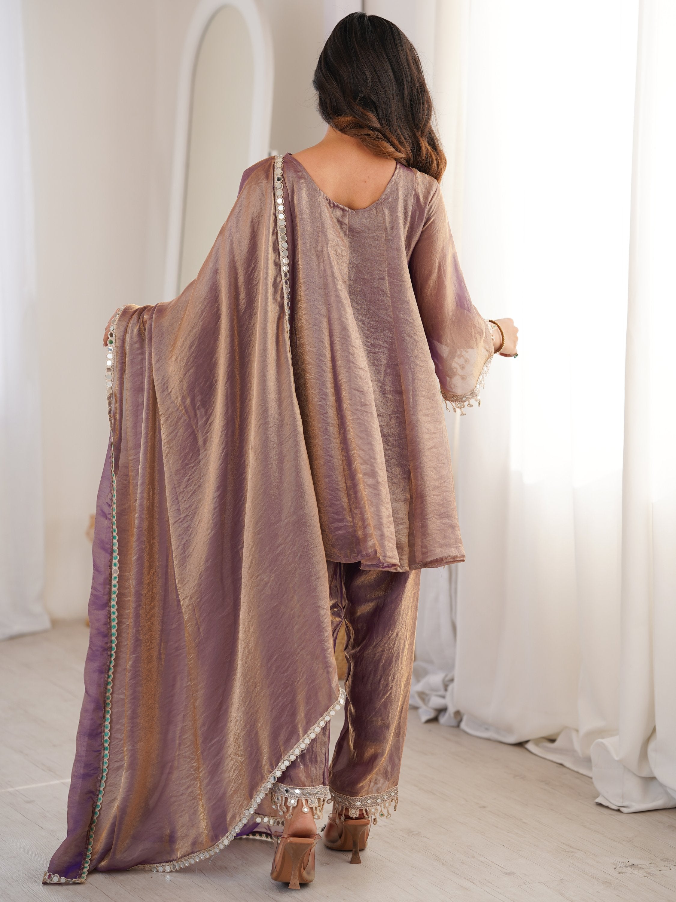 Stunning Purple Coding Work Silk Eid Special Pant Suit With Dupatta